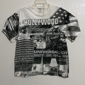 NOVEL TEEZ Apparel Inc. 2006 Delta Proweight Hollywood All Over Print T-Shirt L